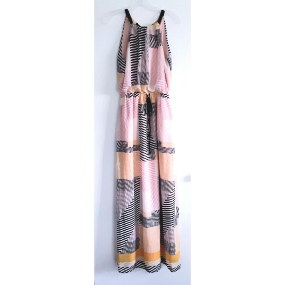 Vince Camuto Geometric Striped Color Block Maxi